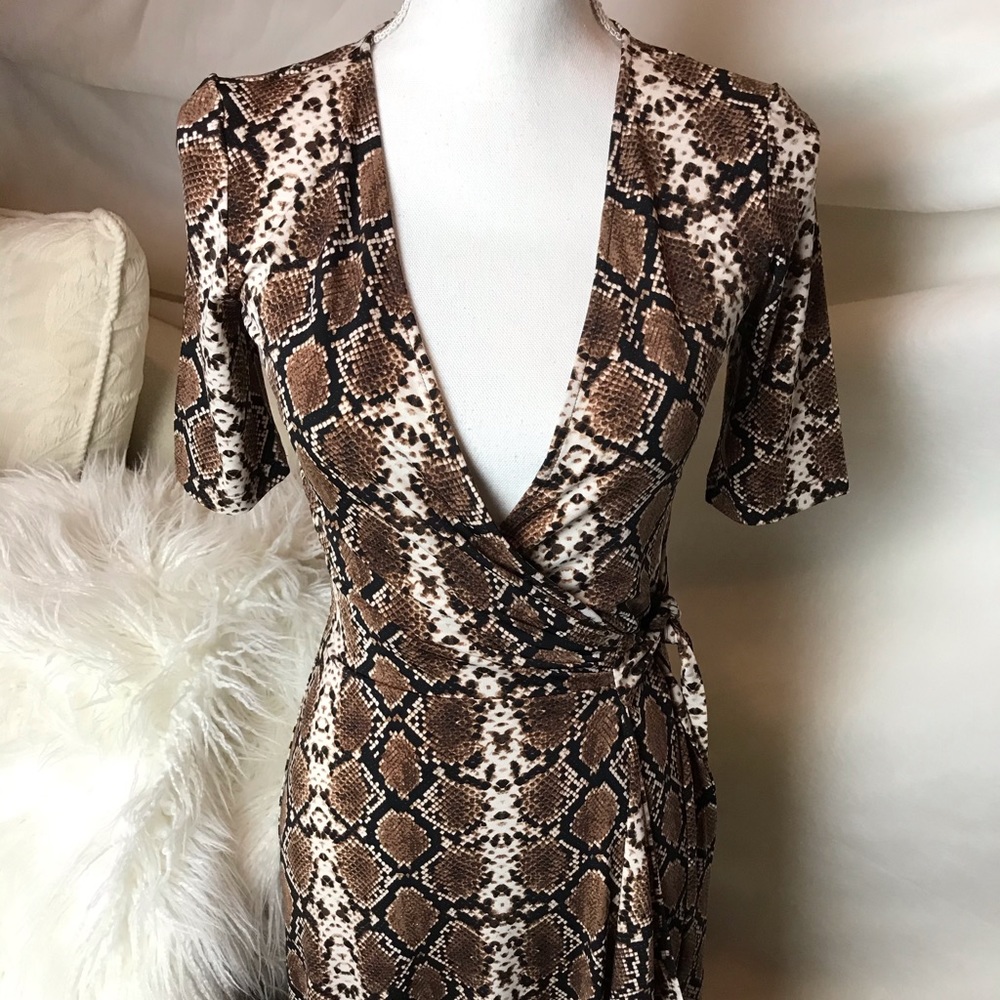 BCBG Malena Animal Print Wrap Dress XXS